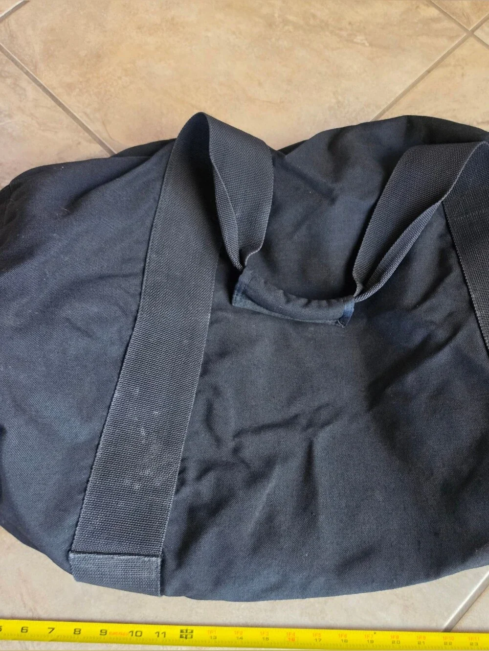 Eddie Bauer Classic Black Canvas Duffel Bag - EUC